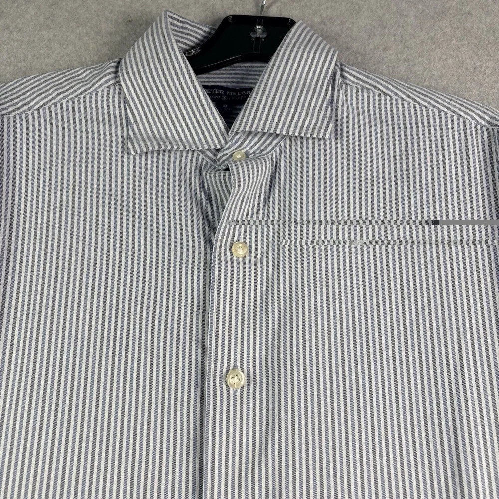 Peter Millar Crown Crafted Shirt Men's M Button Up Long Sleeve Blue Striped - Picture 2 of 12